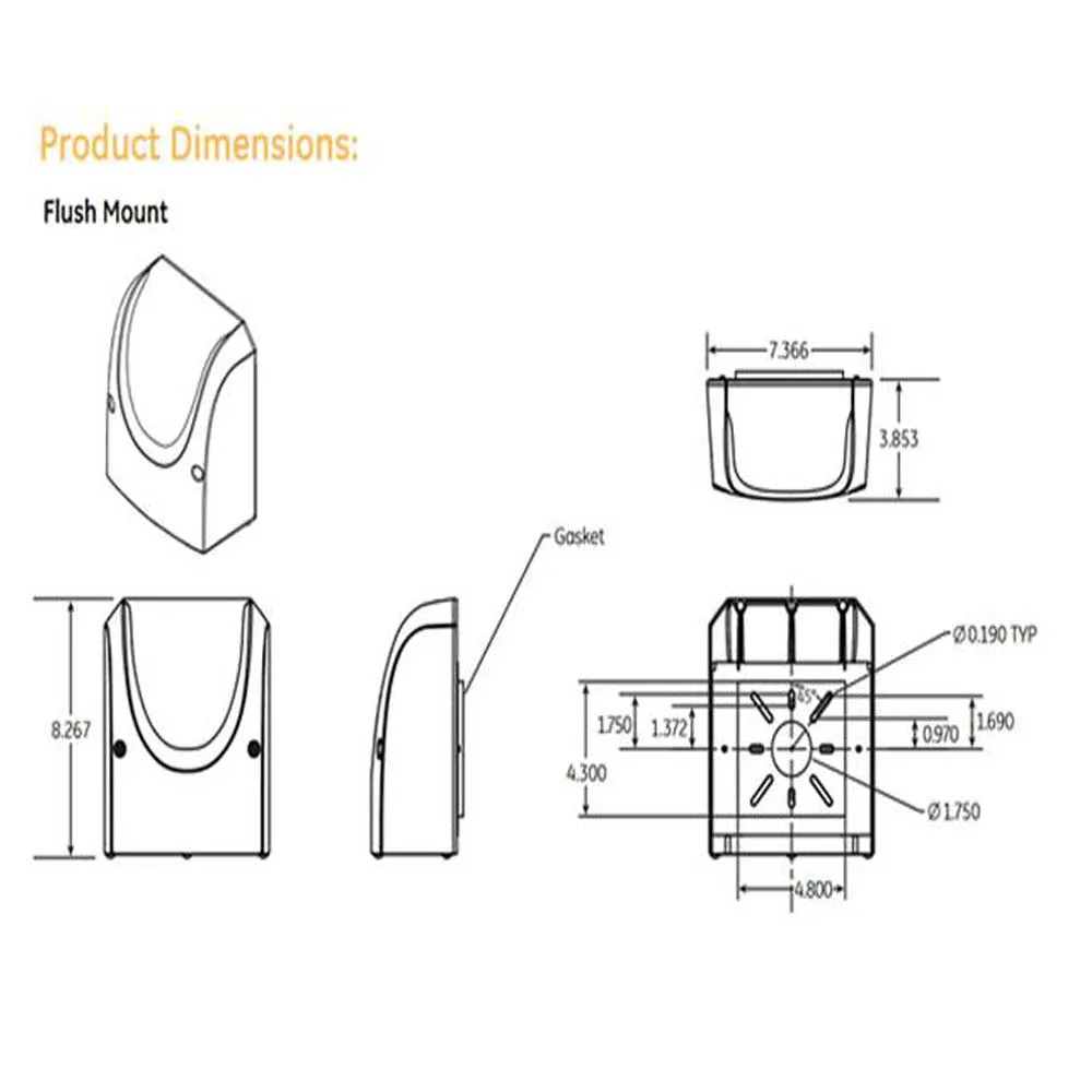 GE EVOLVE 36W LED Wall Pack 4000K 4000Lm Flush Mount