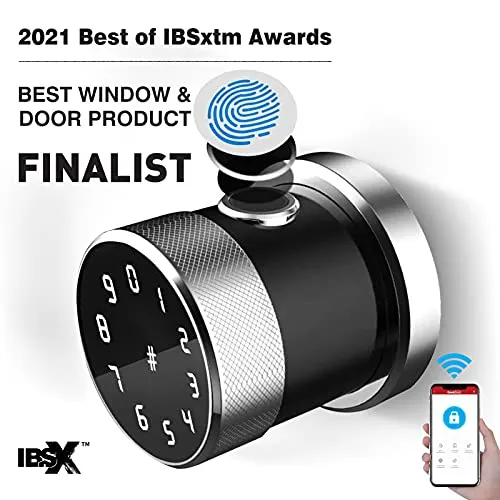 Geek Smart Door Lock - Keyless Fingerprint and Touchscreen Digital Door Lock, Secure Bluetooth, Easy Install, Great for Airbnb, Hotels and Offices, Homes, Apartments, Silver(Upgraded 3.0)