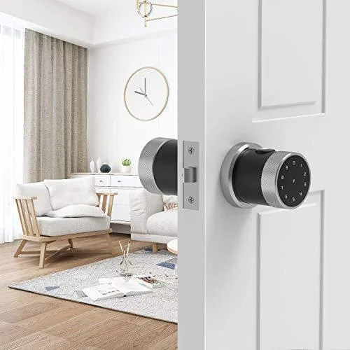 Geek Smart Door Lock - Keyless Fingerprint and Touchscreen Digital Door Lock, Secure Bluetooth, Easy Install, Great for Airbnb, Hotels and Offices, Homes, Apartments, Silver(Upgraded 3.0)