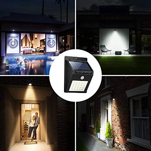 Groeien® Waterproof Bright Solar Wireless Security Motion Sensor 20 LED Night Light for Outdoor/Garden Wall (Black)(pack of 4)