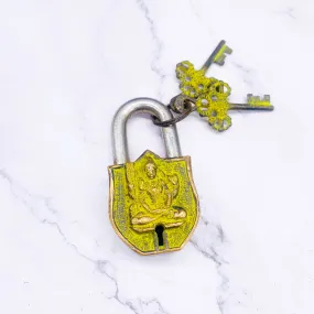 Handmade Brass Shiva Door Lock with Two Keys from Nepal, Door Lock, Vintage Door Locks, Vintage Looking pad Lock
