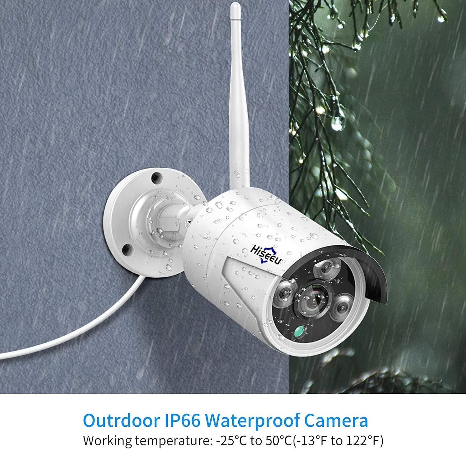 Hiseeu 3MP Outdoor Wifi Wireless Security Camera System, Waterproof Outdoor Indoor 3.6mm Lens IR Cut Day & Night Vision with Power Adapter, Compatible 10CH Wireless Security Camera System For Home