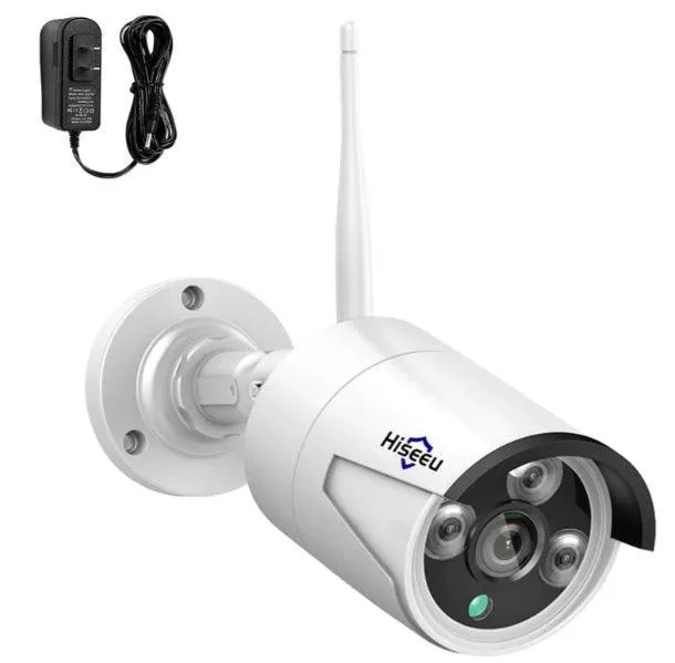 Hiseeu Camera Add on 3MP 5MP Outdoor Wireless Security Camera, Waterproof Outdoor Indoor 3.6mm Lens IR Cut Day & Night Vision with Power Adapter, Compatible 10CH Wireless Security Camera System