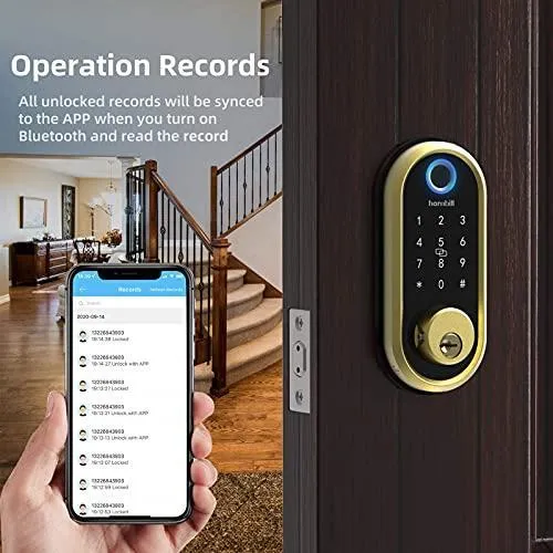hornbill Smart Lock Deadbolt, Fingerprint Door Lock with Touchscreen Keypad, Bluetooth Electronic Keyless Entry Door Lock, Featuring Auto Lock, APP Control, Works with Alexa, Google Assistant