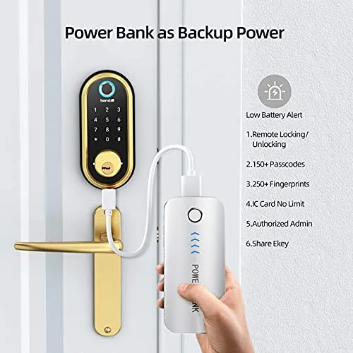hornbill Smart Lock Deadbolt, Fingerprint Door Lock with Touchscreen Keypad, Bluetooth Electronic Keyless Entry Door Lock, Featuring Auto Lock, APP Control, Works with Alexa, Google Assistant