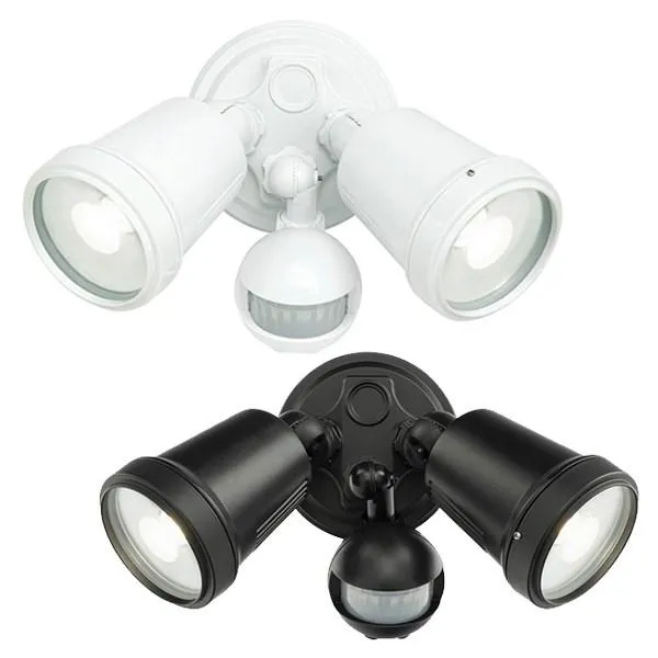Hunter Twin LED Flood Light CCT with Sensor 22w in White or Black