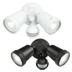Hunter Twin LED Flood Light CCT with Sensor 22w in White or Black