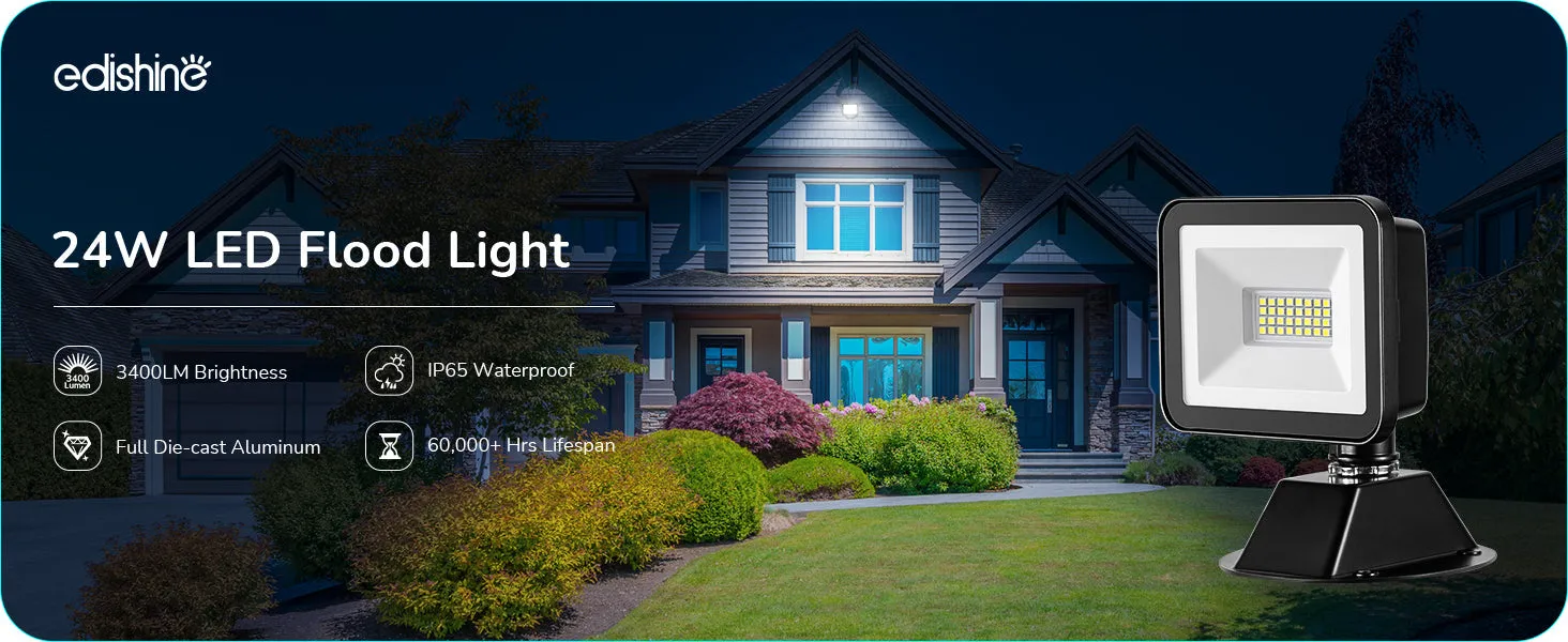 IP65 3400LM 24W 5000K LED Outdoor Flood Light-HFLB08A