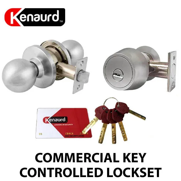 Key Controlled - Commercial Knob & Deadbolt Lockset Combo Bundle - 26D Satin Chrome