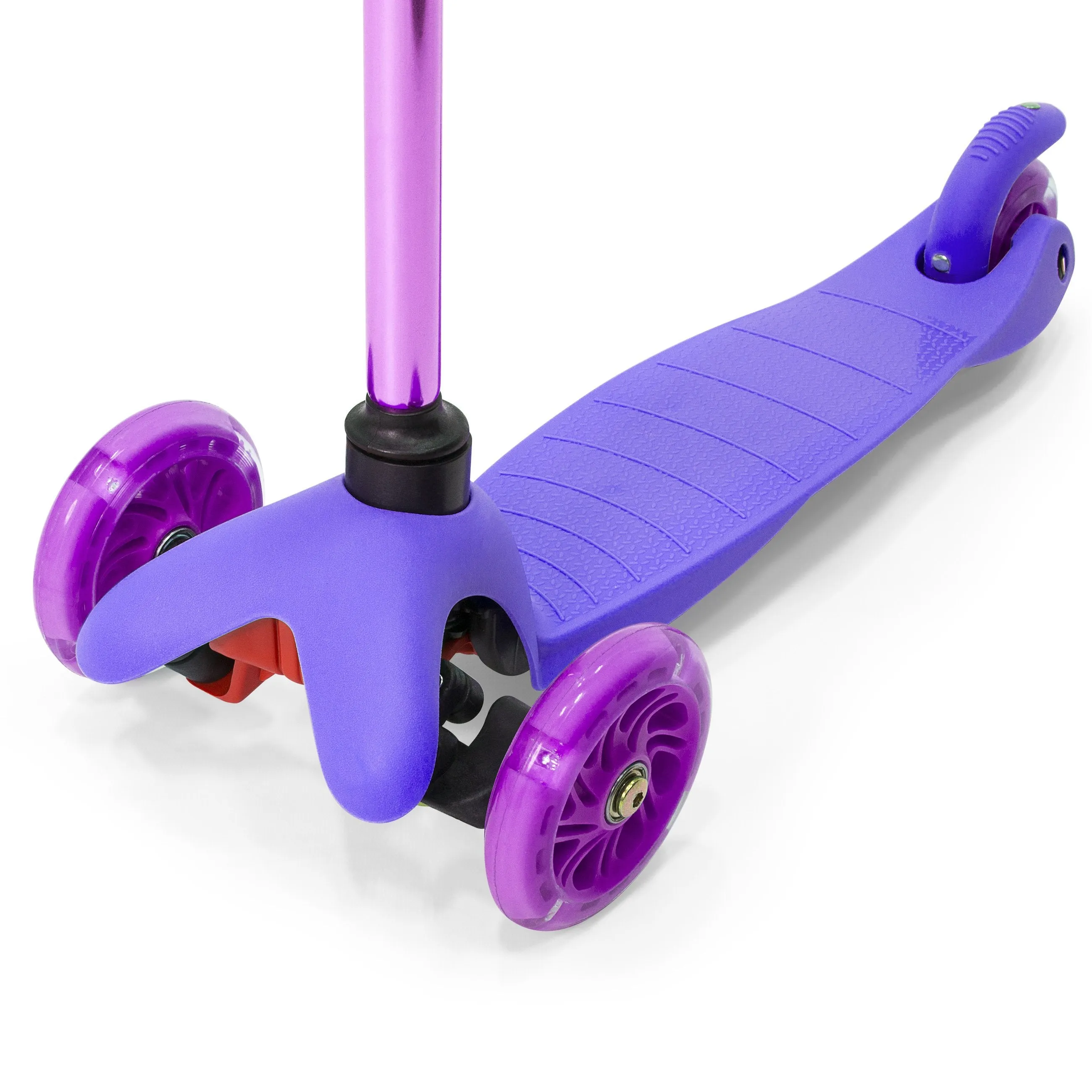 Kids Mini Kick Scooter Toy w/ Colorful Light-Up Wheels, Adjustable T-Bar
