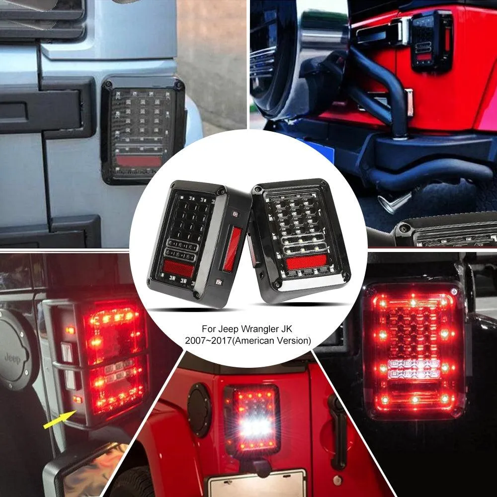 LED Tail Lights Rear Brake Turn Signal Reverse Lamp for Jeep Wrangler JK 2007-2017(American Version)