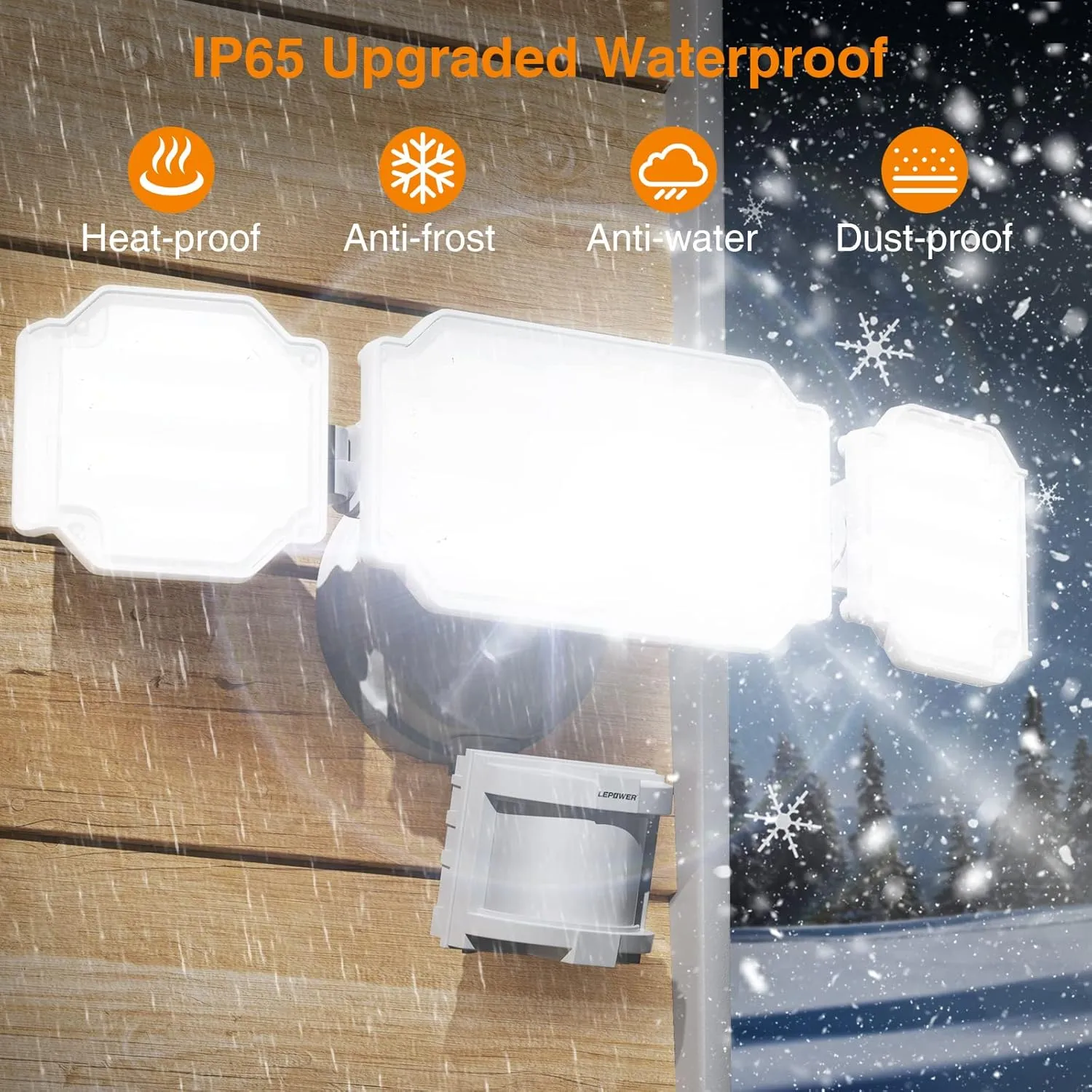 Lepower-tec 48W Motion Detection Security Lights Adjustable 5200lm