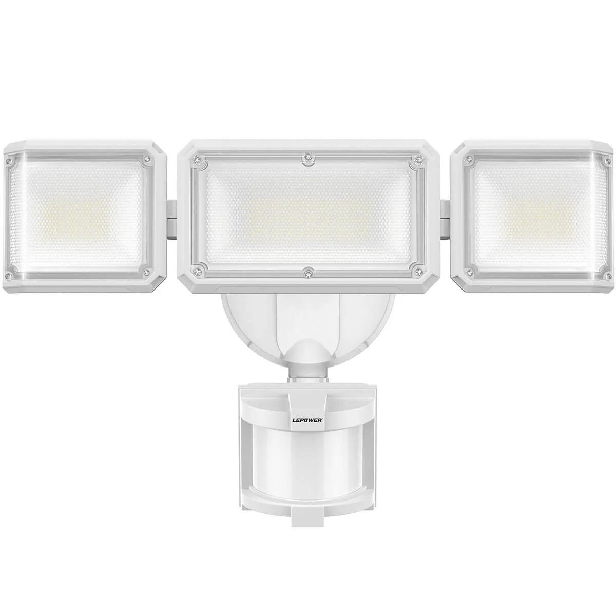 Lepower-tec Dusk To Dawn Flood Light with Motion Sensor & 3 Lighting Heads 45W 4800LM