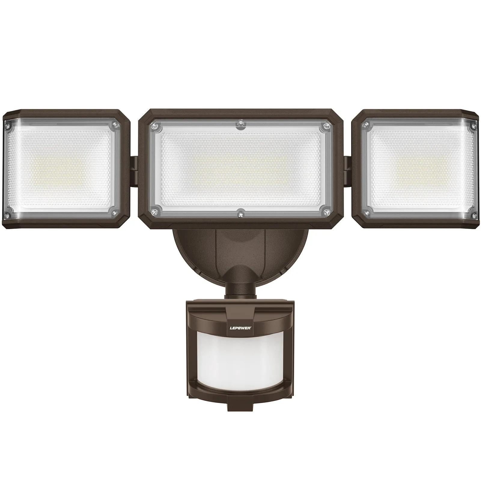 Lepower-tec Dusk To Dawn Flood Light with Motion Sensor & 3 Lighting Heads 45W 4800LM