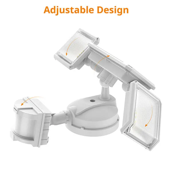Lepower-tec Dusk To Dawn Flood Light with Motion Sensor & 3 Lighting Heads 45W 4800LM