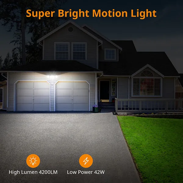 Lepower-tec Dusk To Dawn Flood Light with Motion Sensor & 3 Lighting Heads 45W 4800LM