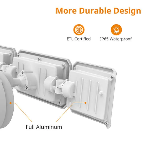 Lepower-tec Dusk To Dawn Flood Light with Motion Sensor & 3 Lighting Heads 45W 4800LM