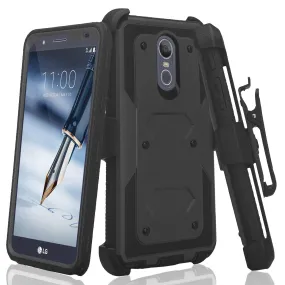 LG Stylo 4 Case, Stylo 4 Plus, Q StylusTriple Protection 3-1 w/ Built in Screen Protector Heavy Duty Holster Shell Combo Case - Black