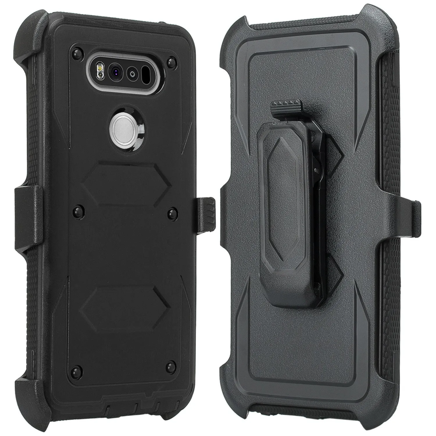 LG V20 Case, Heavy Duty Armor Holster [Built in Screen Protector] Hybrid Combo for LG V20 - Black
