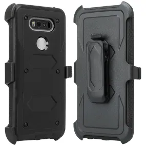 LG V20 Case, Heavy Duty Armor Holster [Built in Screen Protector] Hybrid Combo for LG V20 - Black