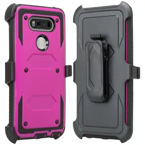 LG V20 Case, Heavy Duty Armor Holster [Built in Screen Protector] Hybrid Combo for LG V20 - Purple