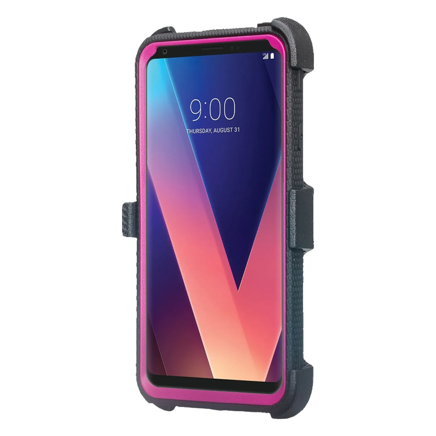 LG V30 Case, V30 Plus, Triple Protection [ Built in Screen Protector ] Heavy Duty Holster Shell Combo Clip Cover - Purple
