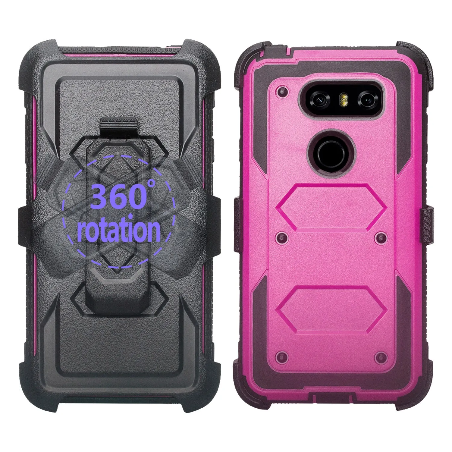 LG V30 Case, V30 Plus, Triple Protection [ Built in Screen Protector ] Heavy Duty Holster Shell Combo Clip Cover - Purple