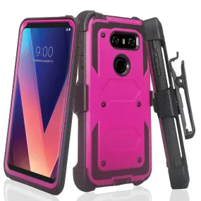 LG V30 Case, V30 Plus, Triple Protection [ Built in Screen Protector ] Heavy Duty Holster Shell Combo Clip Cover - Purple