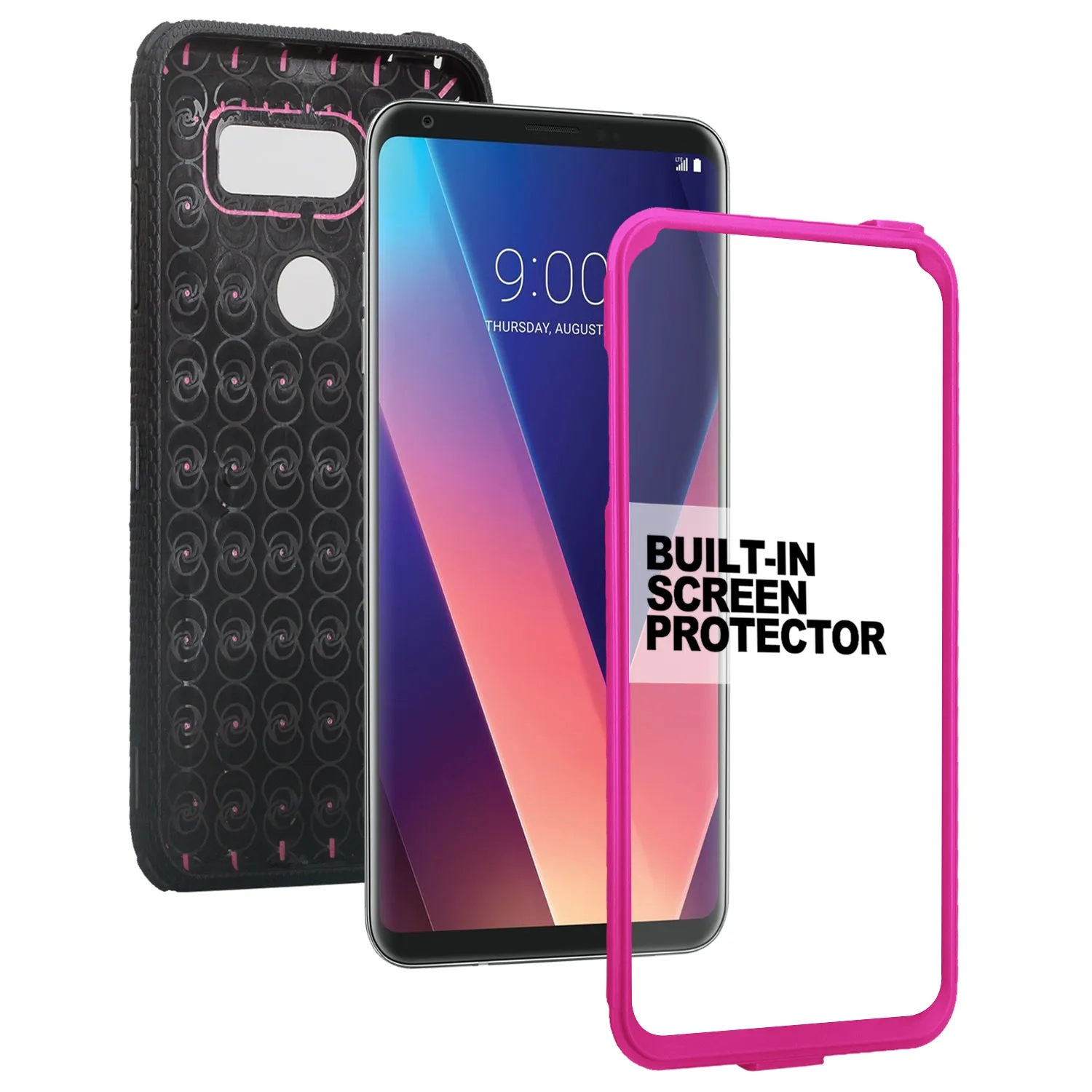 LG V30 Case, V30 Plus, Triple Protection [ Built in Screen Protector ] Heavy Duty Holster Shell Combo Clip Cover - Purple