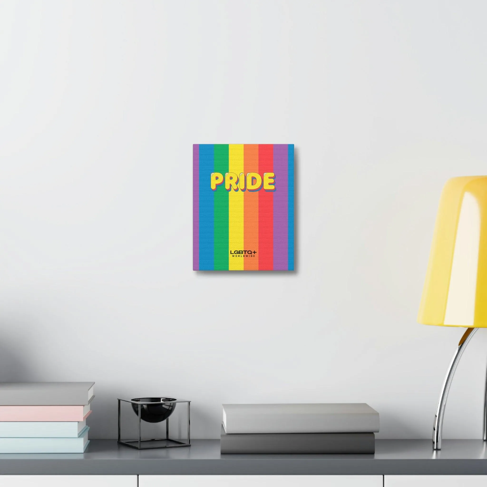 LGBTQ Pride Lines Satin Canvas, Stretched