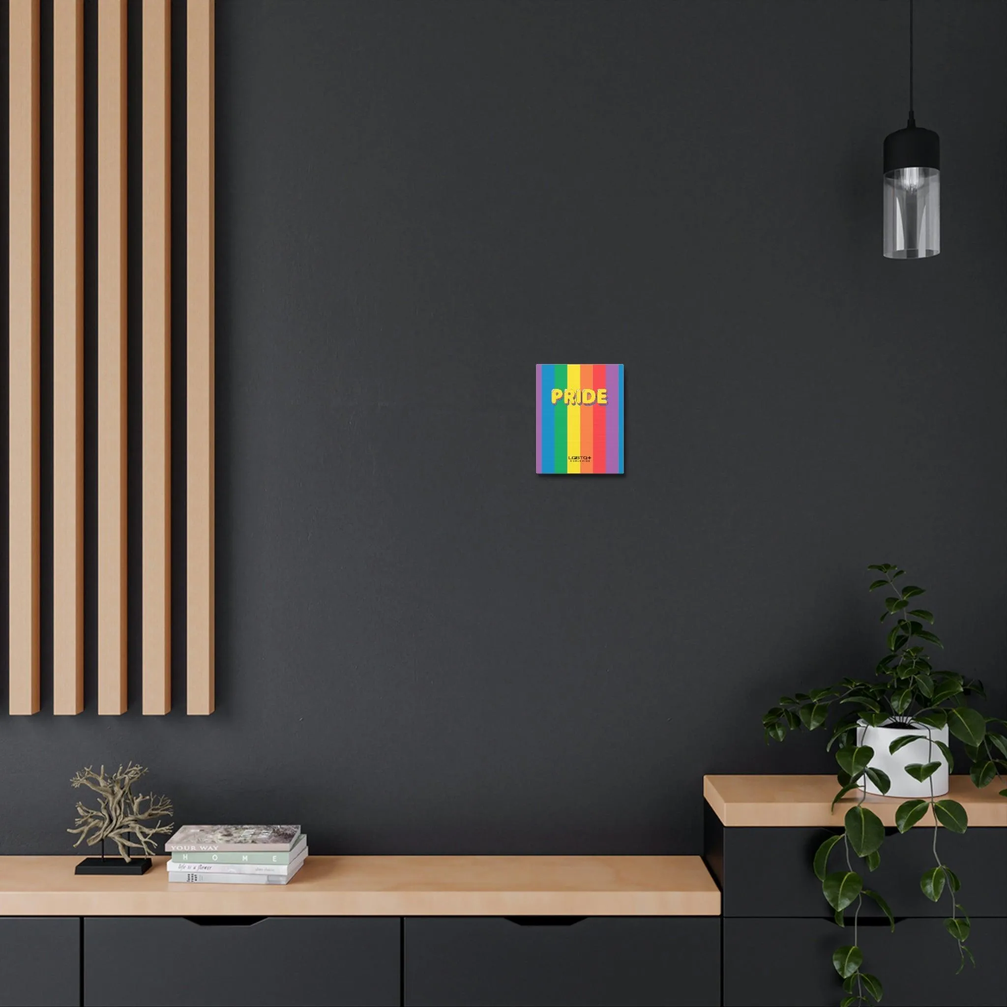 LGBTQ Pride Lines Satin Canvas, Stretched