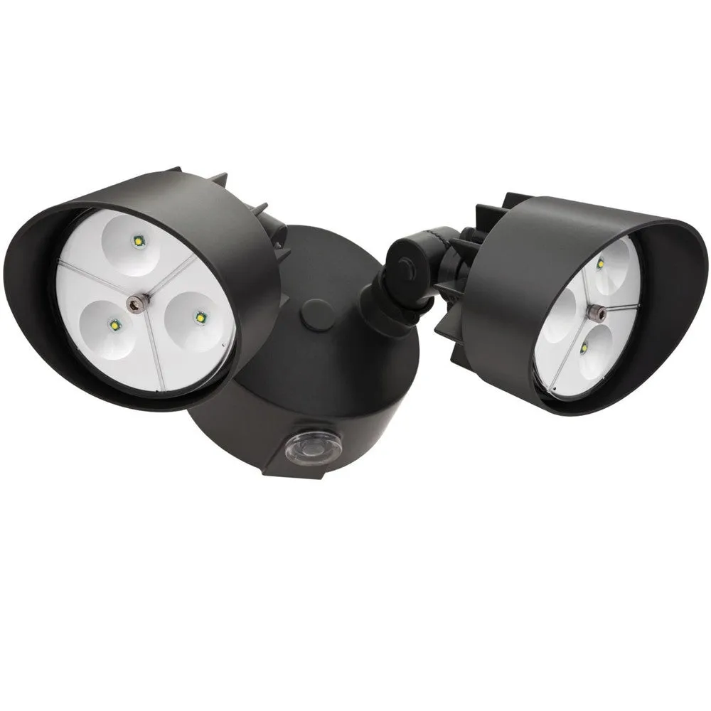 Lithonia Bronze 2 Head Outdoor Floodlight LED Dusk to Dawn Lighting