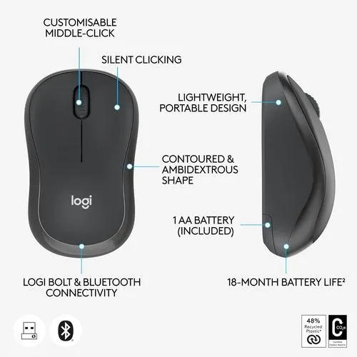 Logitech M240 for Business, Silent Wireless Mouse