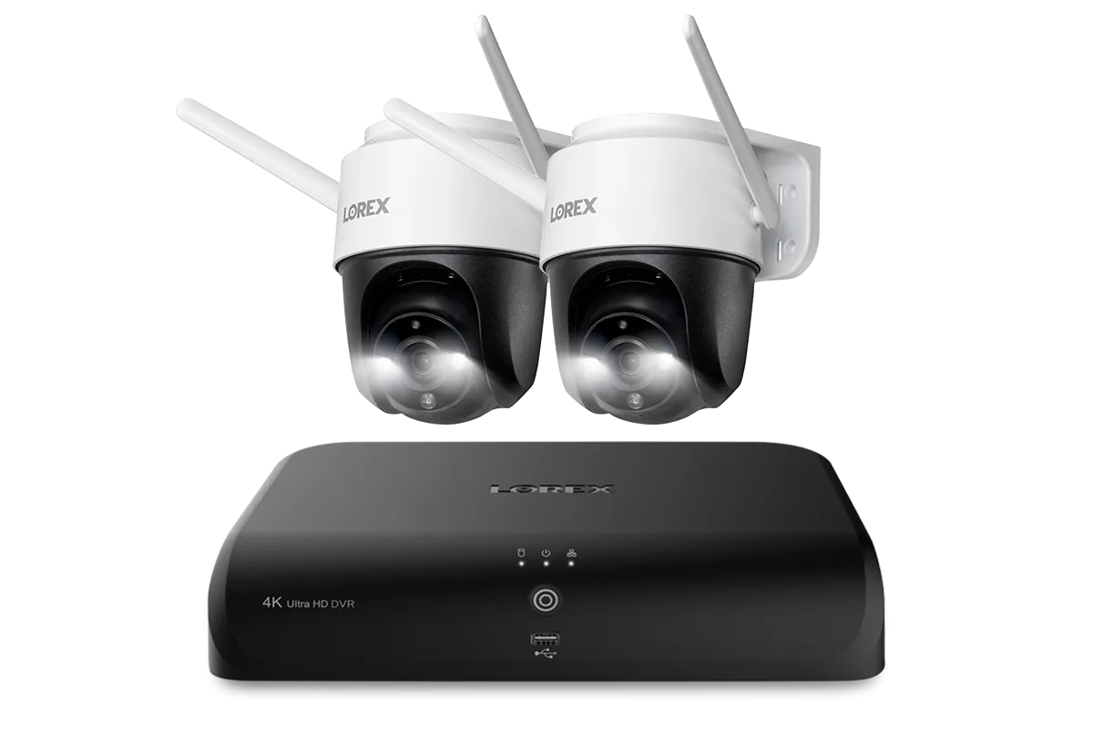 Lorex Fusion 4K 12 Camera Capable (8 Wired   4 Wi-Fi) 2TB DVR System with Two 2K Pan-Tilt Outdoor Wi-Fi Cameras