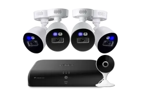 Lorex Fusion 4K 12-Channel 2TB Wired DVR System with 4 Smart Deterrence Cameras and One 2K Indoor Wi-Fi Camera