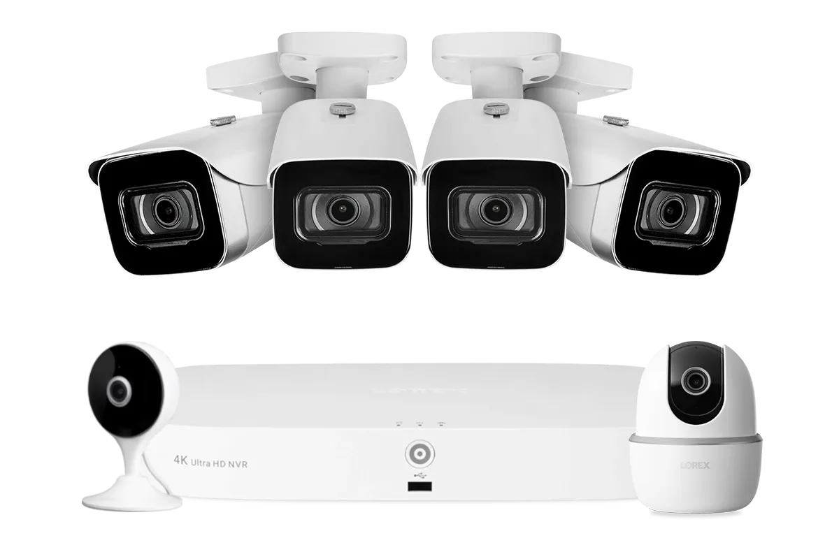 Lorex Fusion 4K 16-Channel NVR System with 2TB Storage - Includes 4 IP Bullet Cameras, 2K Pan-Tilt Camera, and 2K Indoor Wi-Fi Camera (8 Wired   8 Wi-Fi Capable)