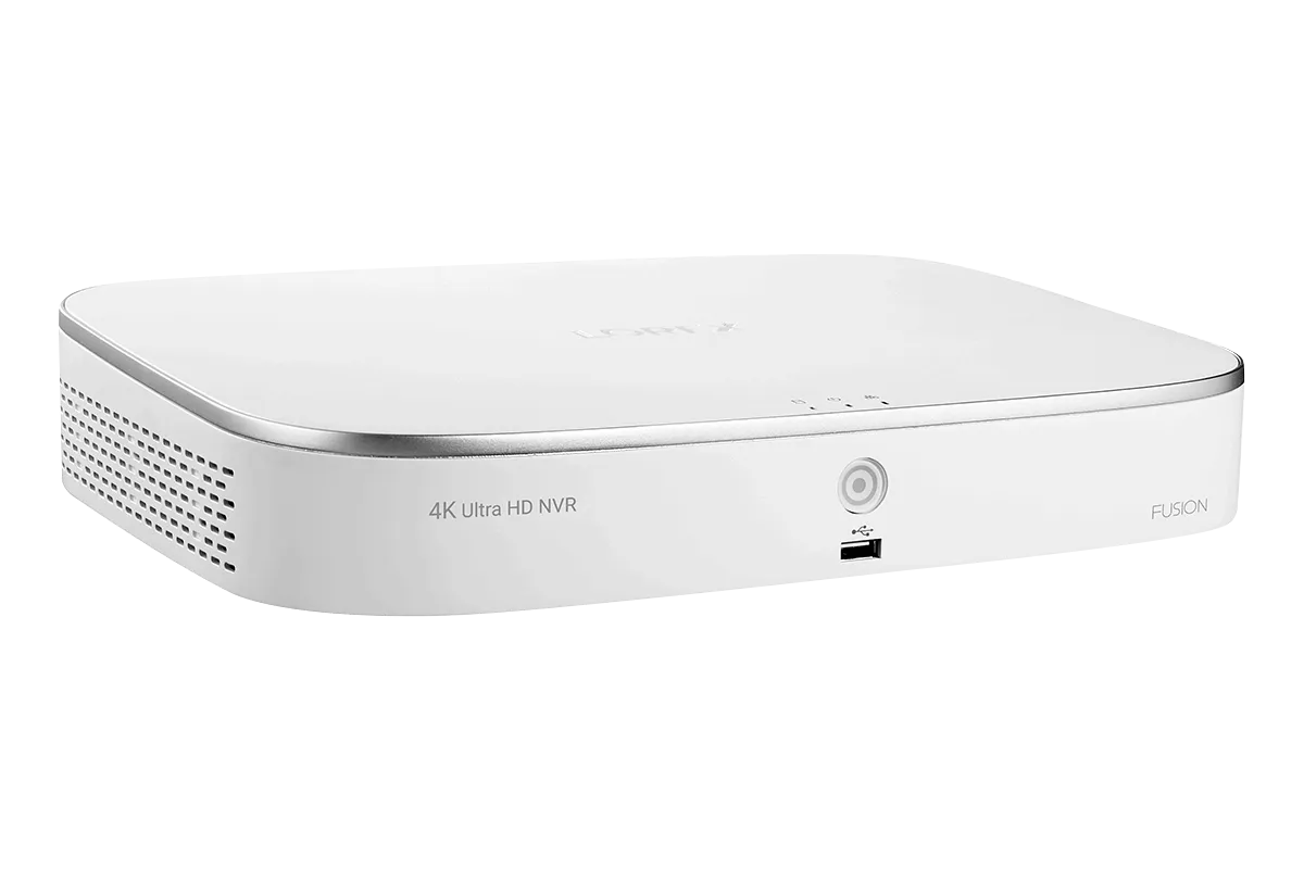 Lorex Fusion 4K 16 Camera Capable (8 Wired   8 Wi-Fi) 2TB NVR System with 4 Smart Deterrence Dome Cameras, One 2K Pan-Tilt Camera and One 2K Indoor Wi-Fi Camera