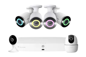 Lorex Fusion 4K 16 Camera Capable (8 Wired   8 Wi-Fi) 2TB NVR System with 4 Smart Security Lighting Bullet Cameras, One 2K Pan-Tilt Camera, and One 2K Indoor Wi-Fi Camera