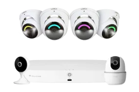 Lorex Fusion 4K 16 Camera Capable (8 Wired   8 Wi-Fi) 2TB NVR System with 4 Smart Security Lighting Dome Cameras, One 2K Pan-Tilt Camera, and One 2K Indoor Wi-Fi Camera