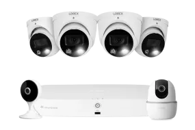 Lorex Fusion Series 4K 16 Camera Capable (8 Wired   8 Fusion Wi-Fi) 2TB NVR System with Four H13 Dome Cameras, One 2K Pan-Tilt Camera, and One 2K Indoor Wi-Fi Camera