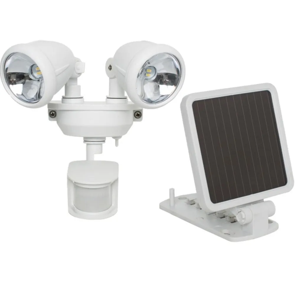 MAXSA Innovations 44217 Solar-Powered Dual Head LED Security Spotlight (White)