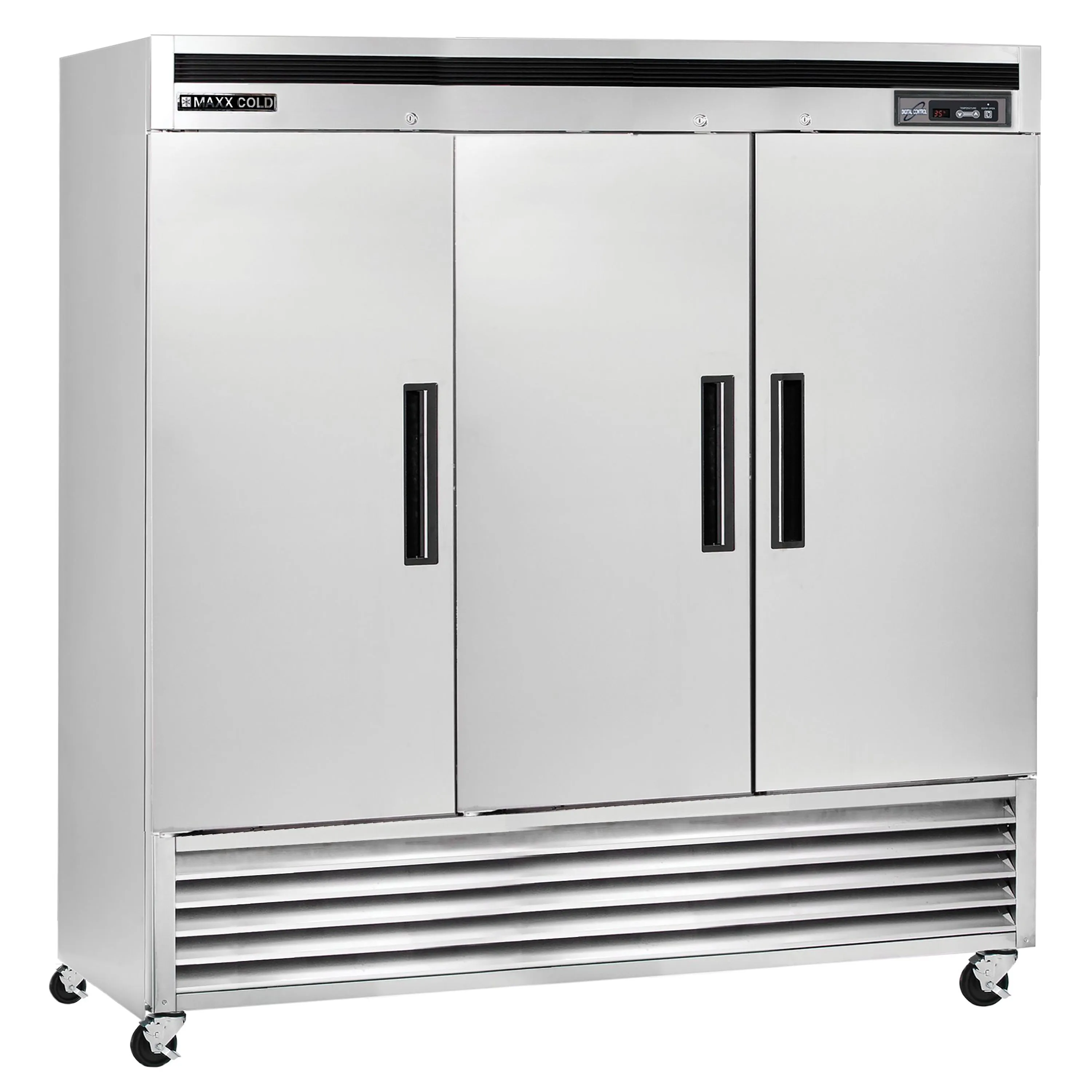Maxx Cold - MCR-72FDHC Triple Door Reach-In Refrigerator, Bottom Mount, 81"W, 72 cu. ft. Storage Capacity, Energy Star Rated, in Stainless Steel