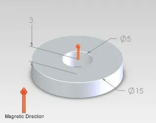 Neodymium Ring Magnet - OD15mm x ID9mm x H3mm | N35