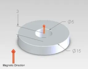 Neodymium Ring Magnet - OD15mm x ID9mm x H3mm | N52