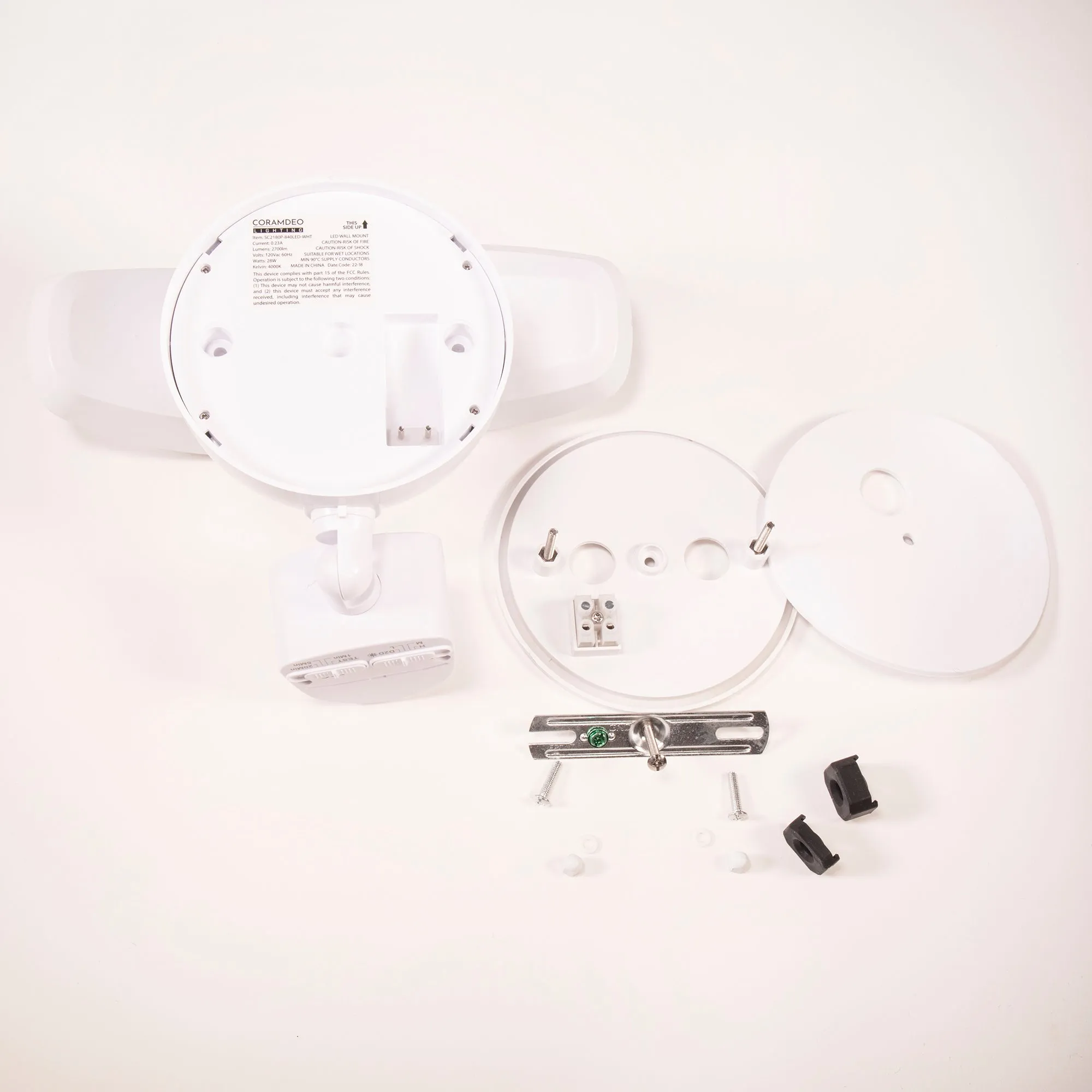 Outdoor LED Security Motion Sensor Flood Light, Dusk to Dawn, 2700 Lumens, 4K, White Polycarbonate with Frosted Lens