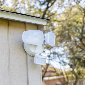 Outdoor LED Security Motion Sensor Flood Light, Dusk to Dawn, 2700 Lumens, 4K, White Polycarbonate with Frosted Lens