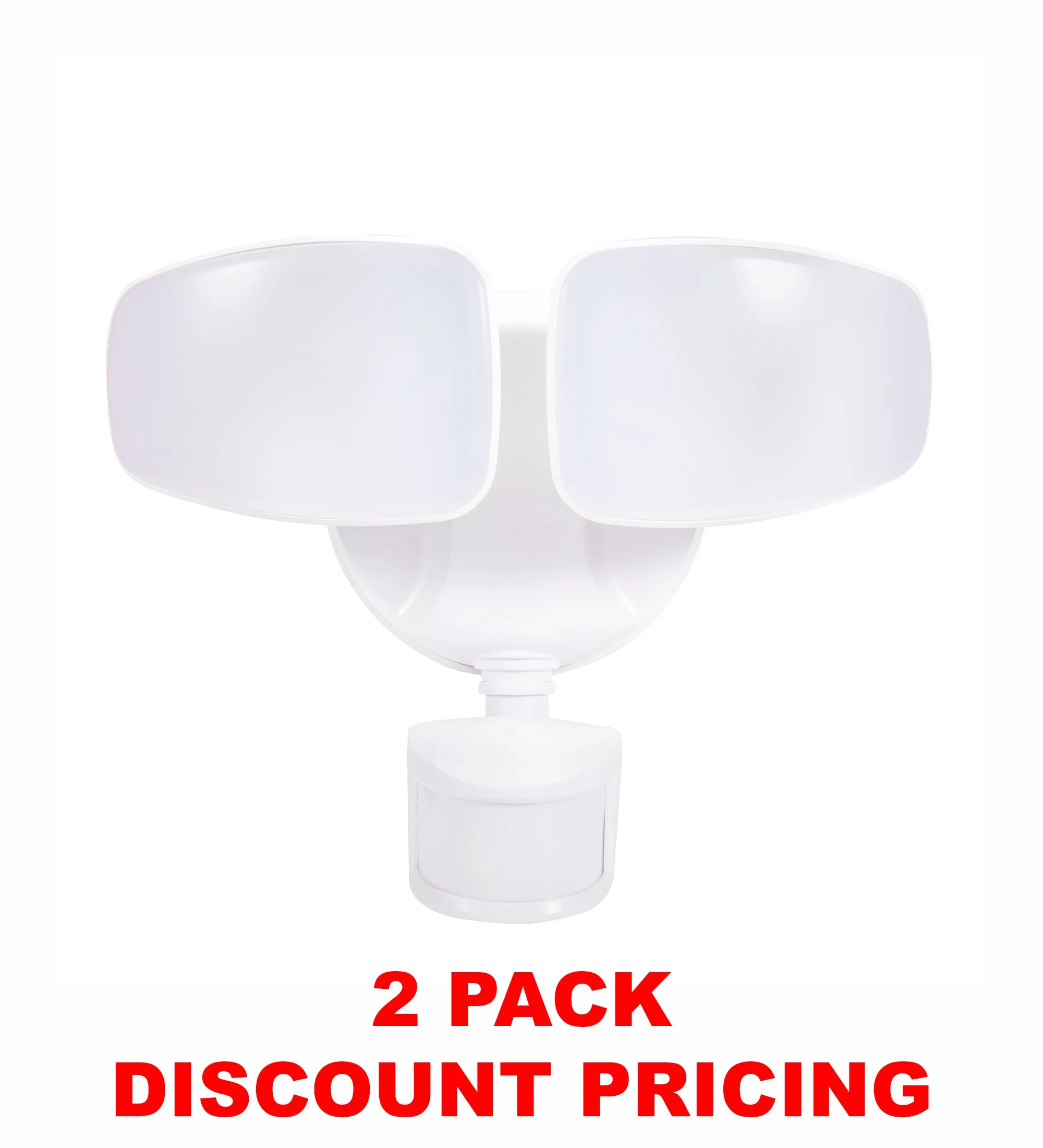 Outdoor LED Security Motion Sensor Flood Light, Dusk to Dawn, 2700 Lumens, 4K, White Polycarbonate with Frosted Lens