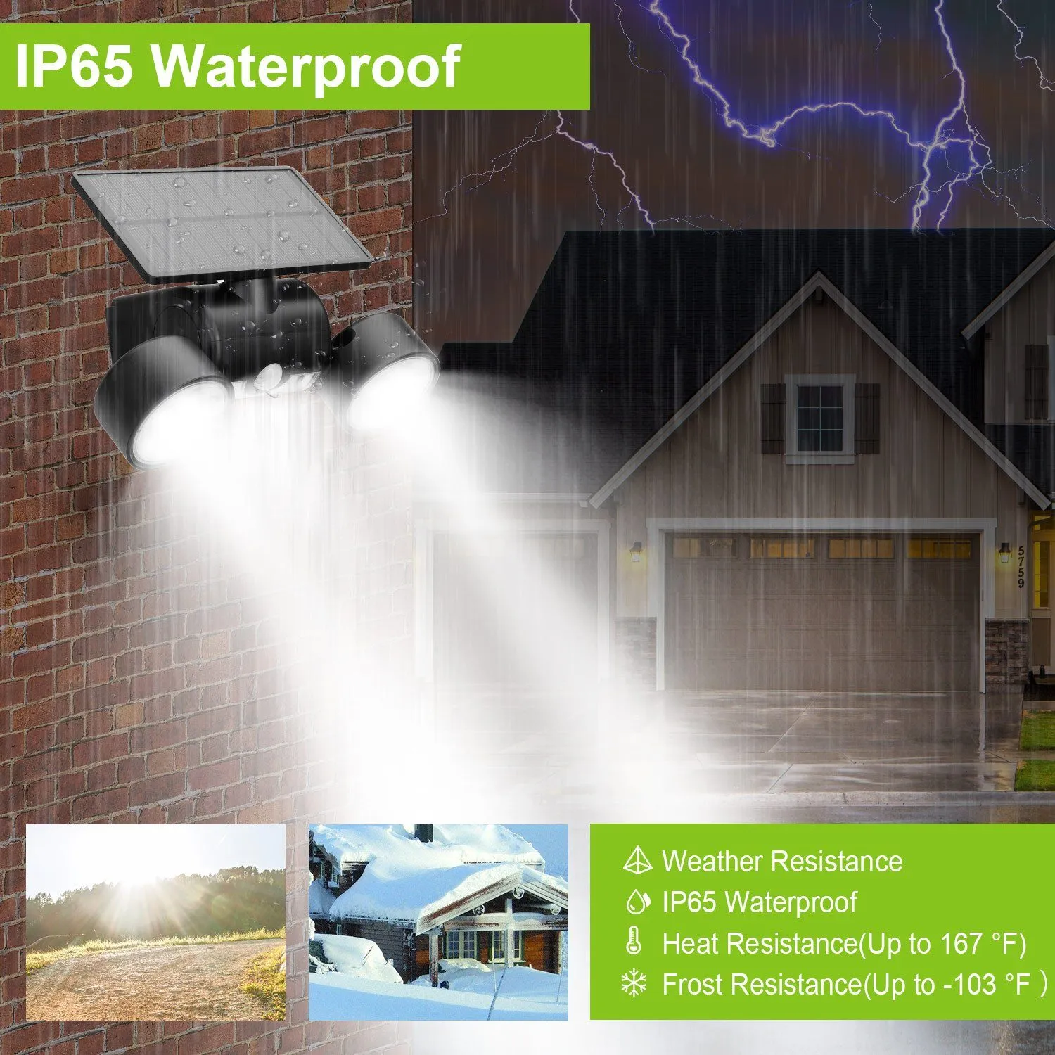 Outdoor PIR Motion Sensor Dusk To Dawn Solar Wall Lamps IP65 Waterproof