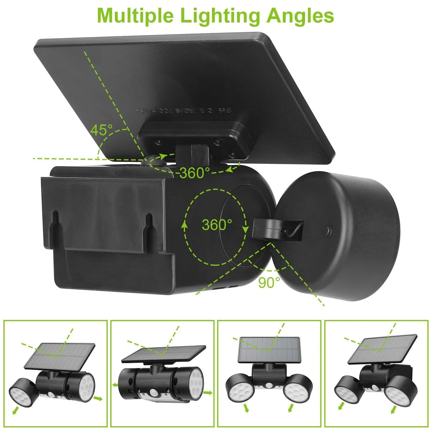 Outdoor PIR Motion Sensor Dusk To Dawn Solar Wall Lamps IP65 Waterproof