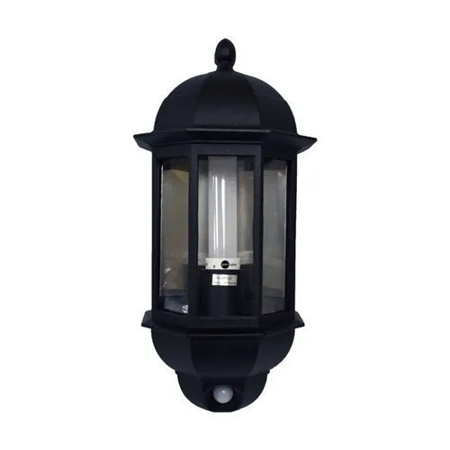 P-Lux LED Traditional Hi-Lo Five Panel Black Half Lantern